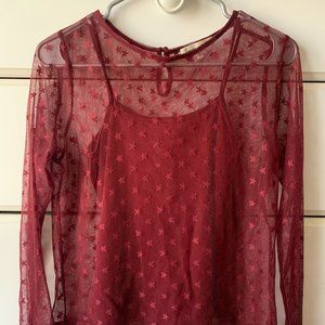 Sheer Stars Blouse w/attached cami